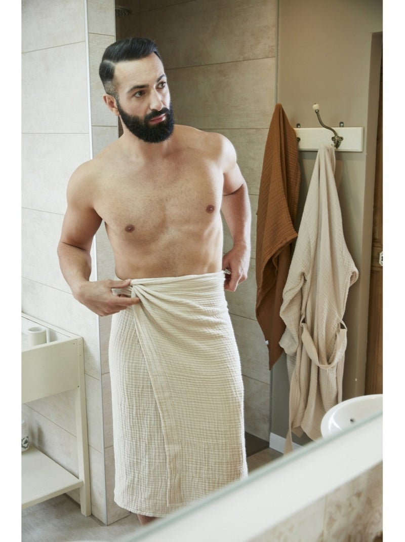 Drap de Bain - Quadruple Gaze de Coton 220 g/m² - Gaia Camel - Kiabi