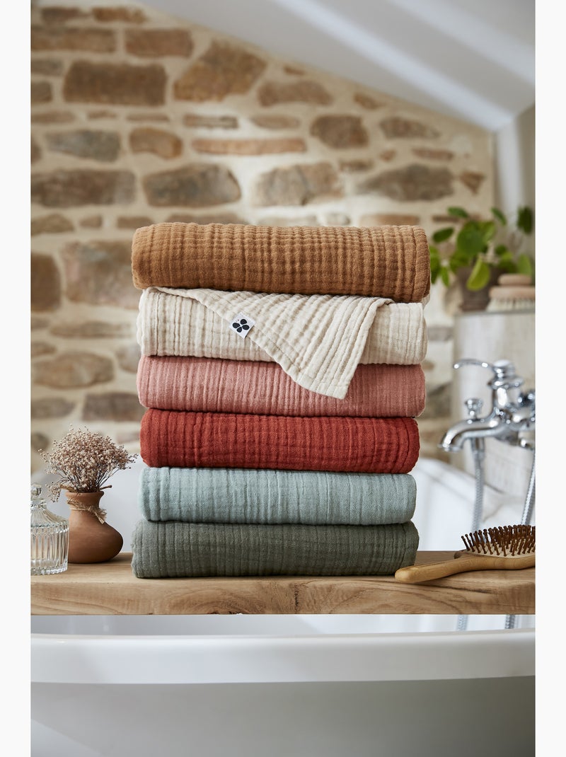 Drap de Bain - Quadruple Gaze de Coton 220 g/m² - Gaia Vert eucalyptus - Kiabi