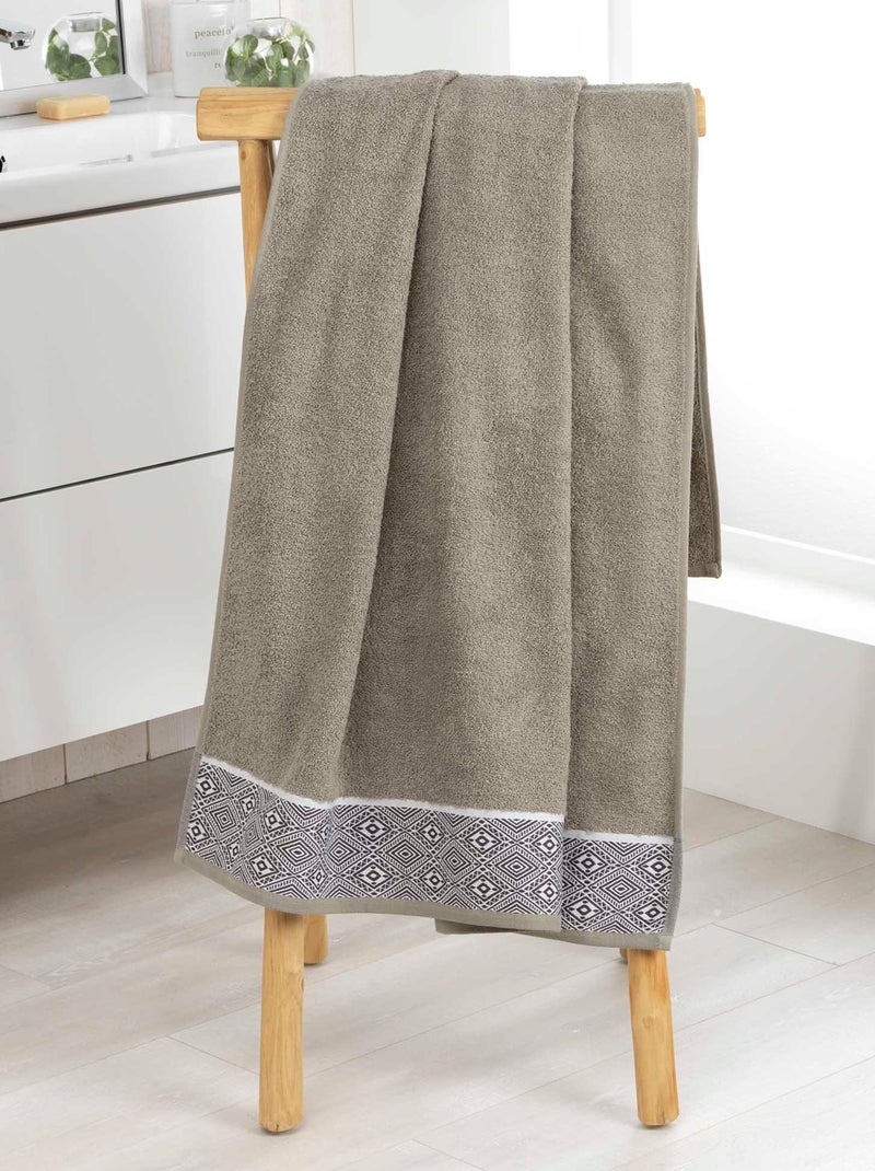 Drap de bain 90 x 150 cm ethnic Estebane Kaki Kaki - Kiabi
