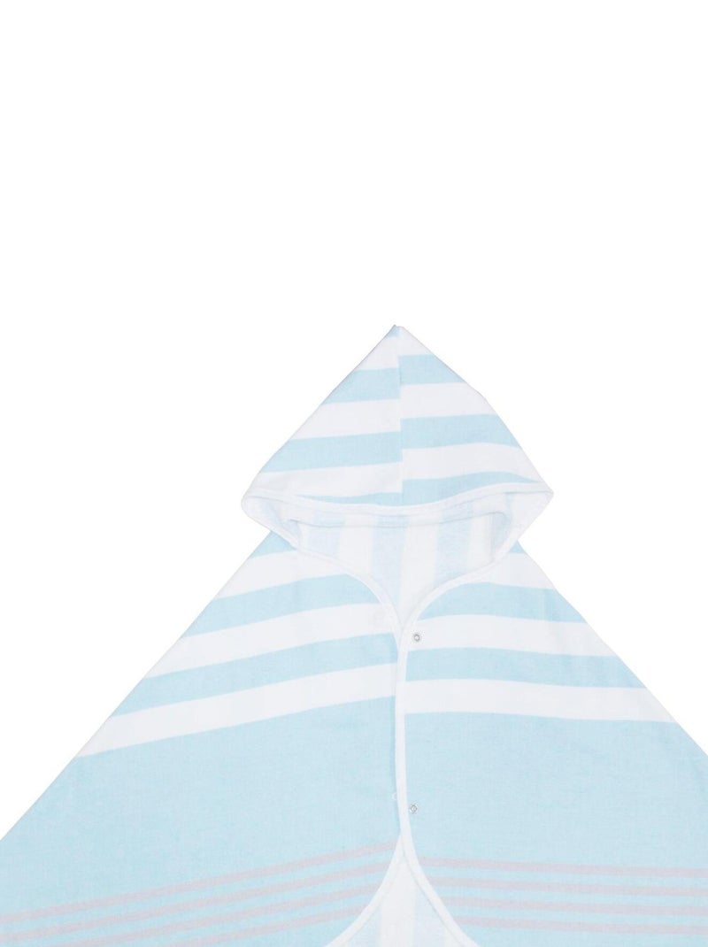 Drap de bain à capuche 2 en 1 en fouta - Aqua Bleu - Kiabi