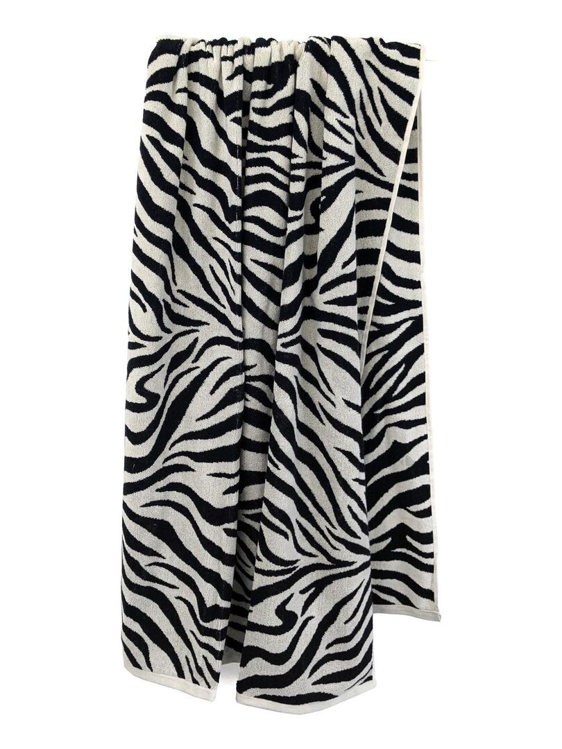 Serviette De Toilette Coton 50x100 Cm – ZEBRA SOFT Bord Zèbre Beige