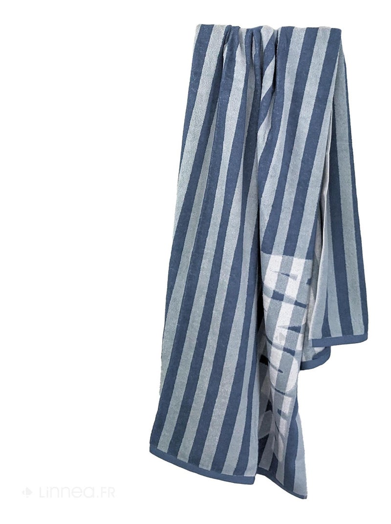 Drap de bain collection SAUNA EFFICIENCE Texte majuscule Bleu - Kiabi