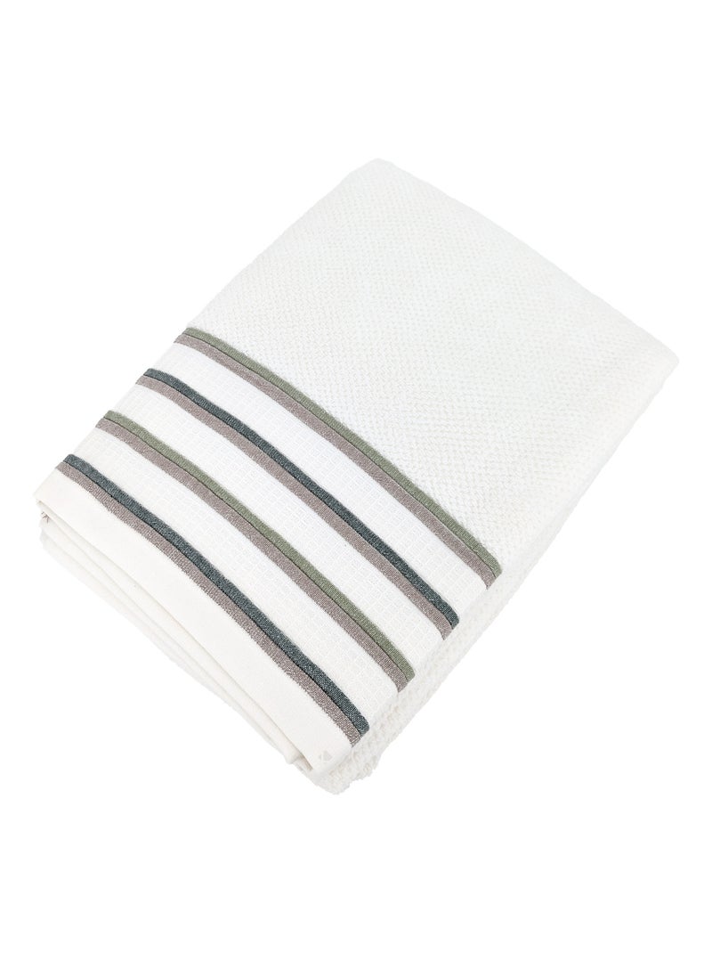 Drap de bain collection SERATA Blanc Vert - Kiabi