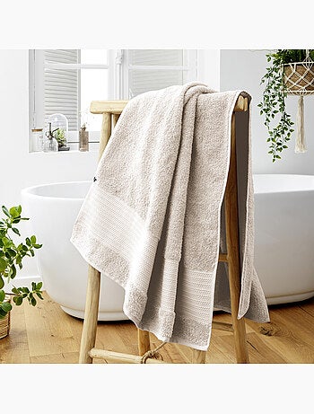 Drap de bain – coton épais 600 g/m² – éponge unie – garance