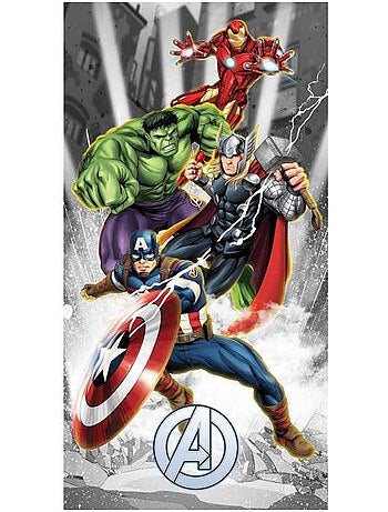 Drap de bain coton imprimé Avengers