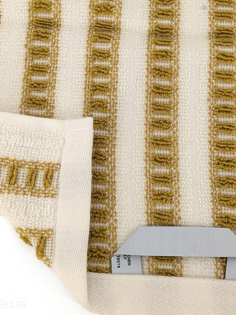 Drap de bain coton  SANTORINI A rayures Moutarde - Kiabi