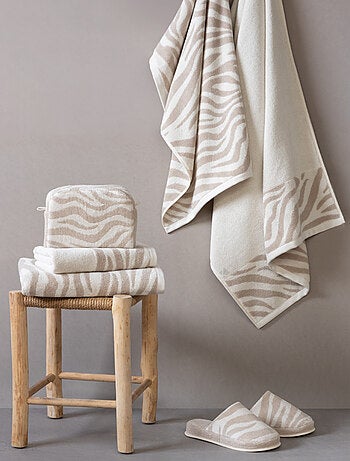 Drap de bain coton ZEBRA SOFT Zèbre/Uni