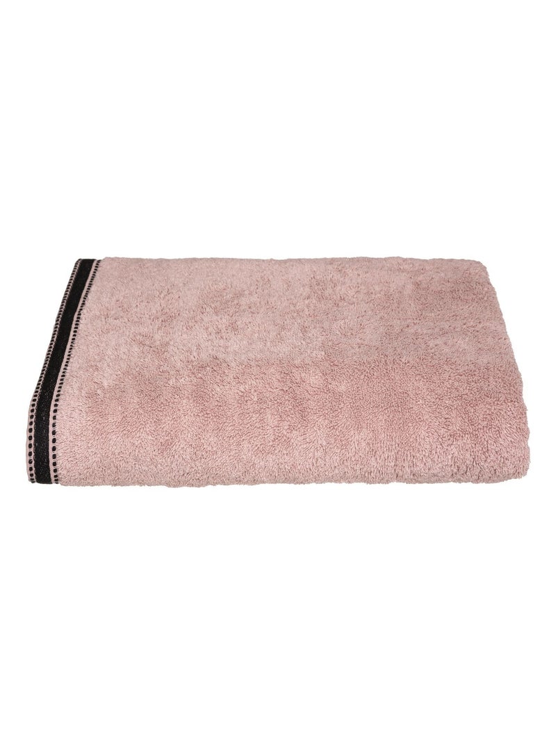 Drap de bain en coton à liseré JOIA Rose - Kiabi