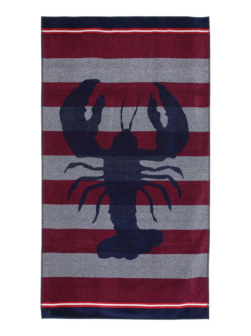 Drap de bain en coton homard Blanc Bleu marine - Kiabi
