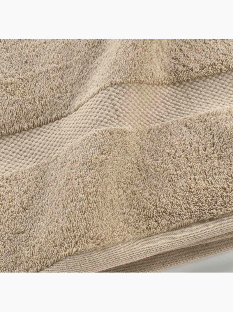 Drap de bain éponge coton piegné Elegance Marron noisette - Kiabi