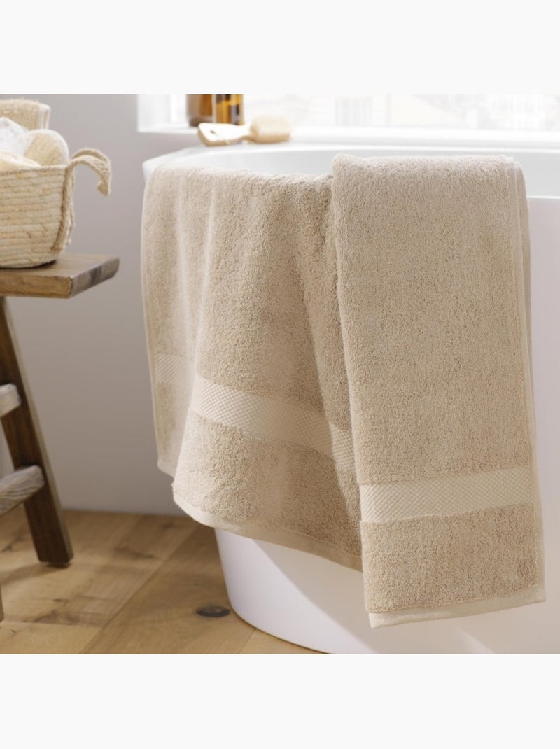 Drap de bain éponge coton piegné Elegance Marron noisette - Kiabi