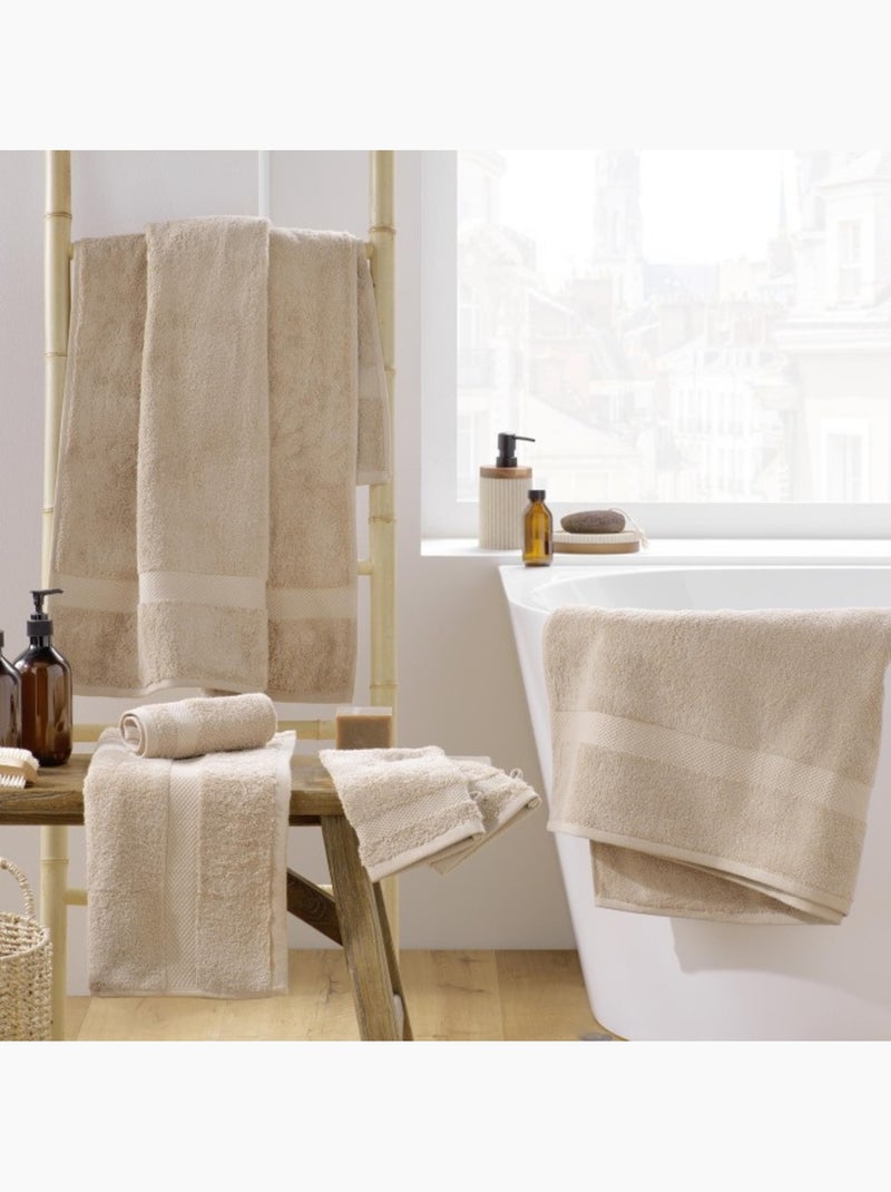 Drap de bain éponge coton piegné Elegance Marron noisette - Kiabi