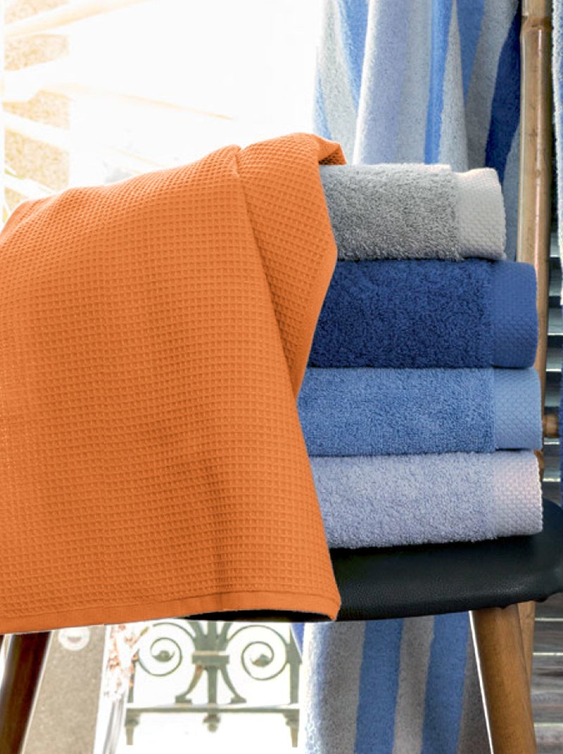 Drap de bain nid d'abeille PURE WAFFLE Orange mandarine - Kiabi