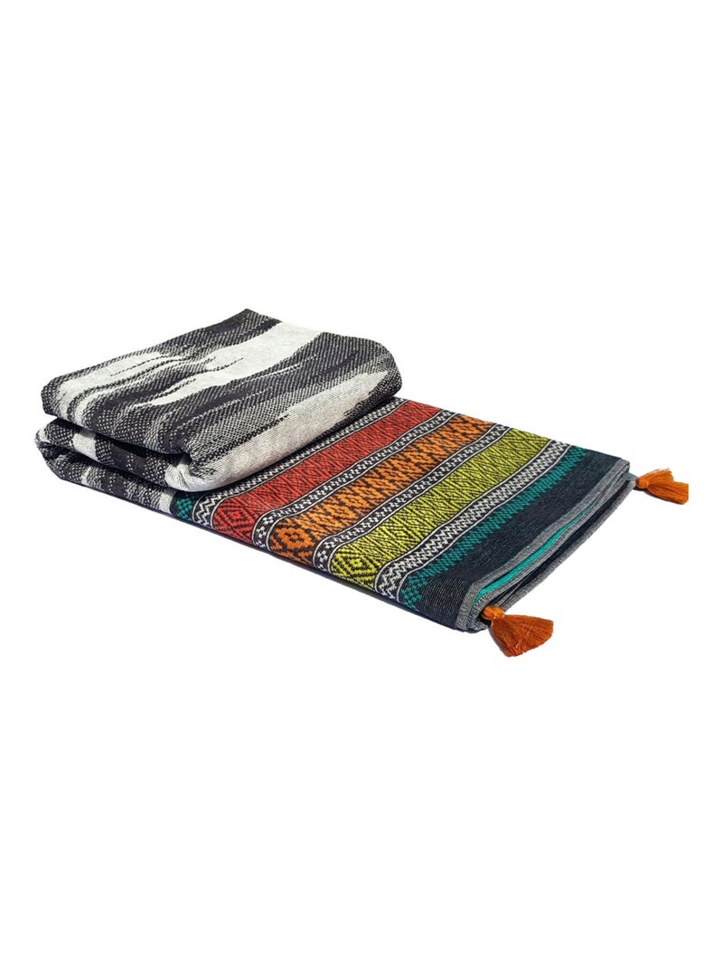 Drap de bain pompons Multicolore - Kiabi