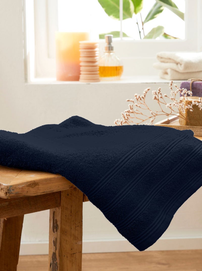 Drap de douche - Coton Pur - 100% Coton Bleu nuit - Kiabi