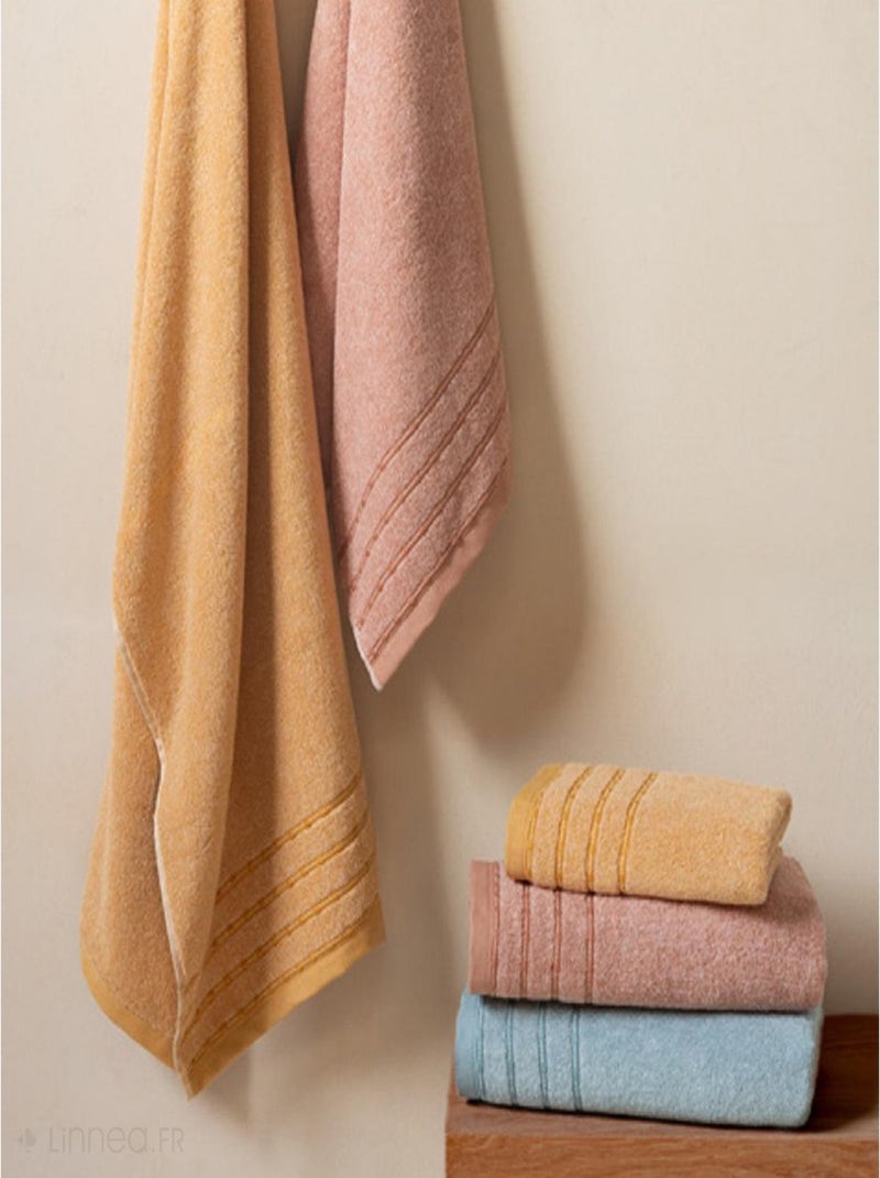 Drap de douche 100% coton VIVID Jaune moutarde - Kiabi