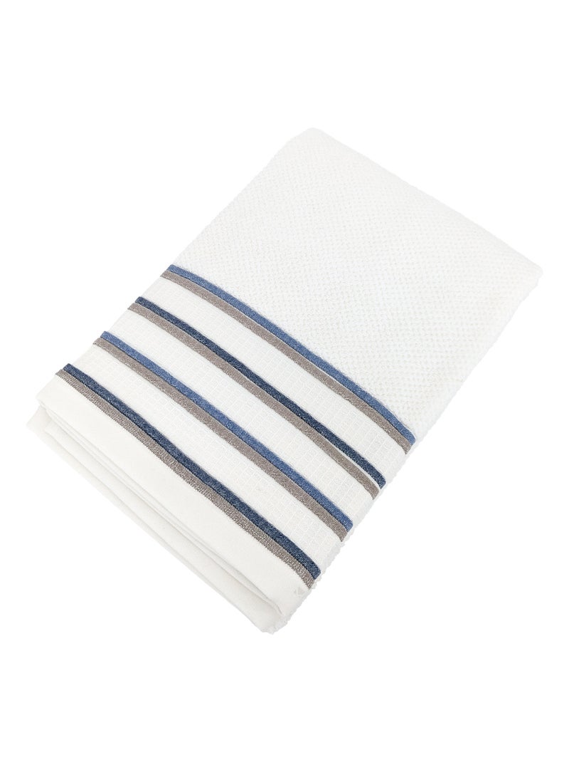 Drap de douche collection SERATA Blanc Bleu - Kiabi