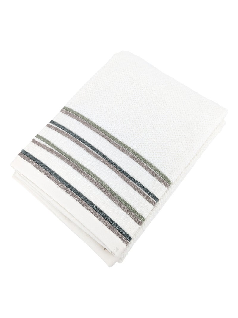 Drap de douche collection SERATA Blanc Vert - Kiabi