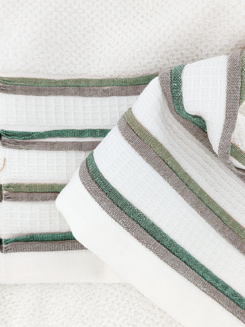 Drap de douche collection SERATA Blanc Vert - Kiabi