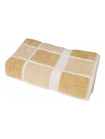 Drap de douche coton bouclette éponge à carreaux CELESTE