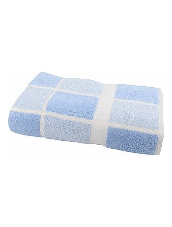 Drap de douche coton bouclette éponge à carreaux CELESTE