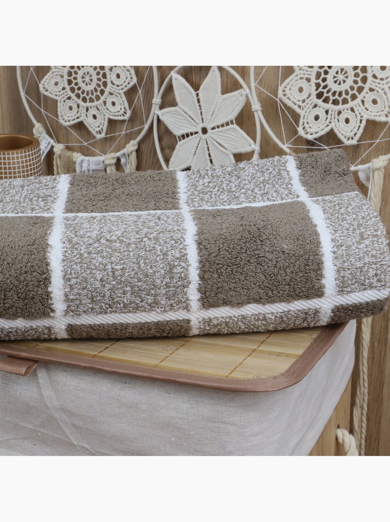 Drap de douche coton bouclette éponge à carreaux CELESTE Bleu ciel - Kiabi