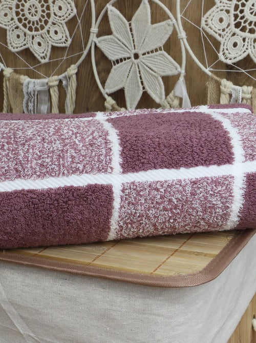 Drap de douche coton bouclette éponge à carreaux CELESTE - Kiabi