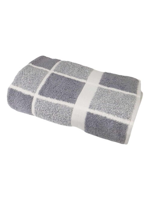 Drap de douche coton bouclette éponge à carreaux CELESTE - Kiabi