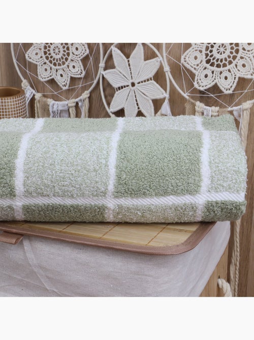 Drap de douche coton bouclette éponge à carreaux CELESTE - Kiabi Drap de douche coton bouclette éponge à carreaux CELESTE - Kiabi