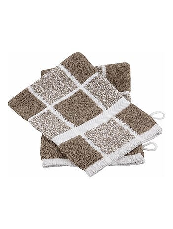 Drap de douche coton bouclette éponge à carreaux CELESTE