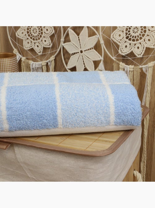 Drap de douche coton bouclette éponge à carreaux CELESTE - Kiabi