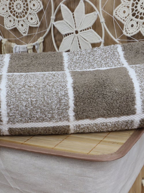 Drap de douche coton bouclette éponge à carreaux CELESTE - Kiabi