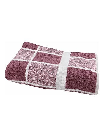Drap de douche coton bouclette éponge à carreaux CELESTE