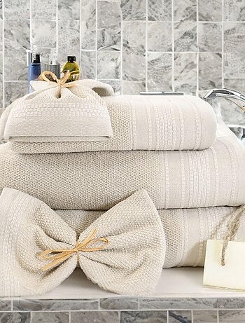 Drap de douche coton lin éponge LINA