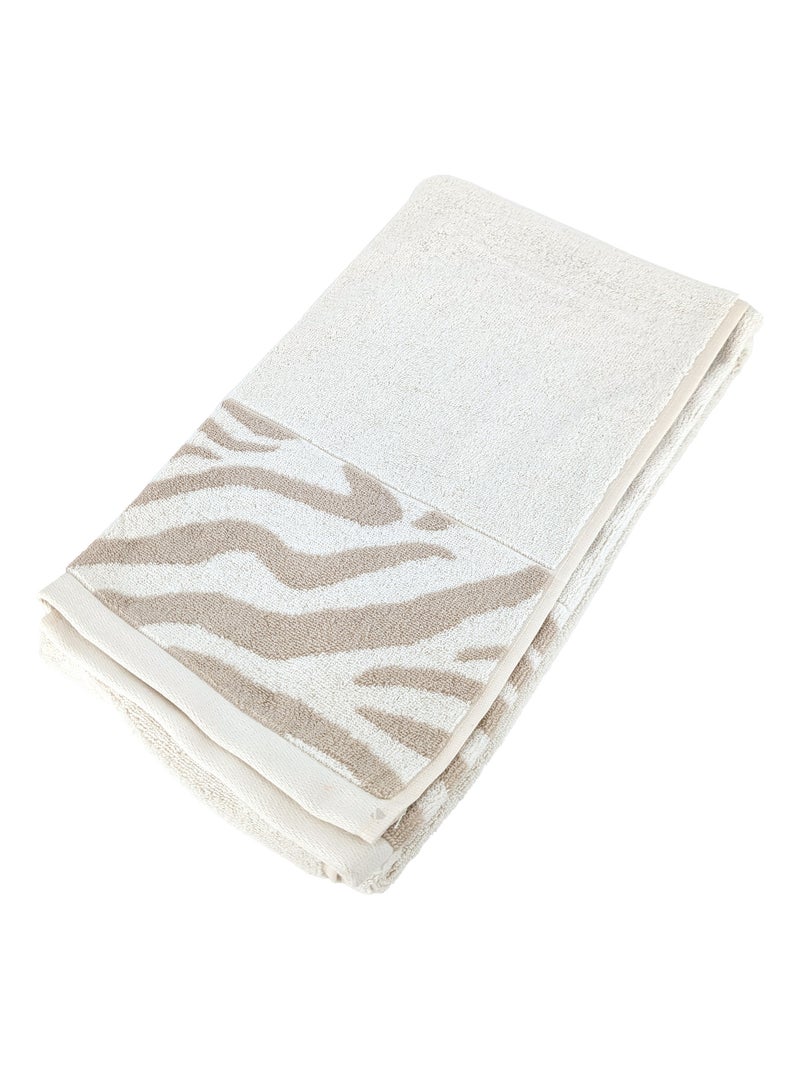 Drap de douche coton ZEBRA SOFT Zèbre/Uni Beige - Kiabi