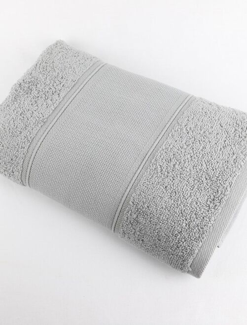 Drap de douche en coton bouclette éponge avec bande à broder en toile AIDA - Kiabi