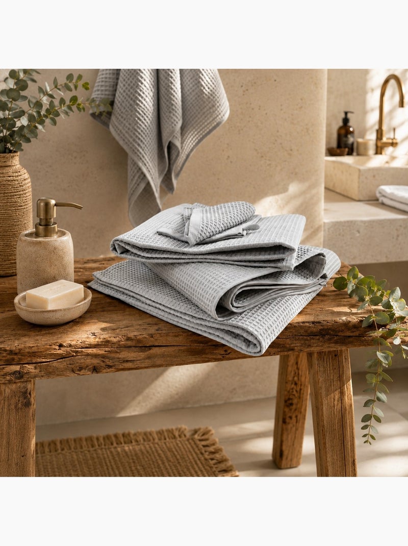 Drap de douche en coton nid d'abeille EDEN Gris - Kiabi