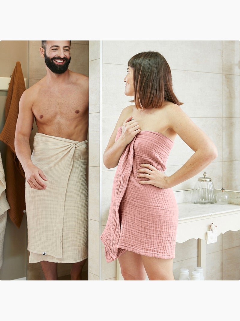 Drap de douche gaïa – quadruple gaze de coton - gaïa Peche - Kiabi