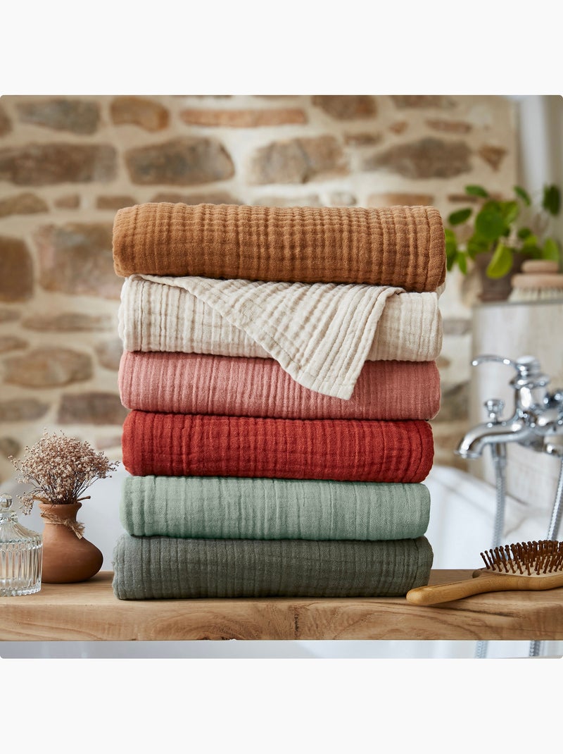Drap de douche gaïa – quadruple gaze de coton - gaïa Vert eucalyptus - Kiabi