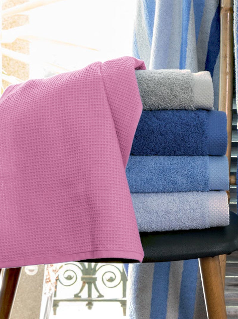 Drap de douche PURE WAFFLE nid d'abeille Rose parme - Kiabi