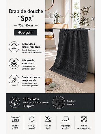 Drap de Douche Spa 100% Coton 400 gr/m²