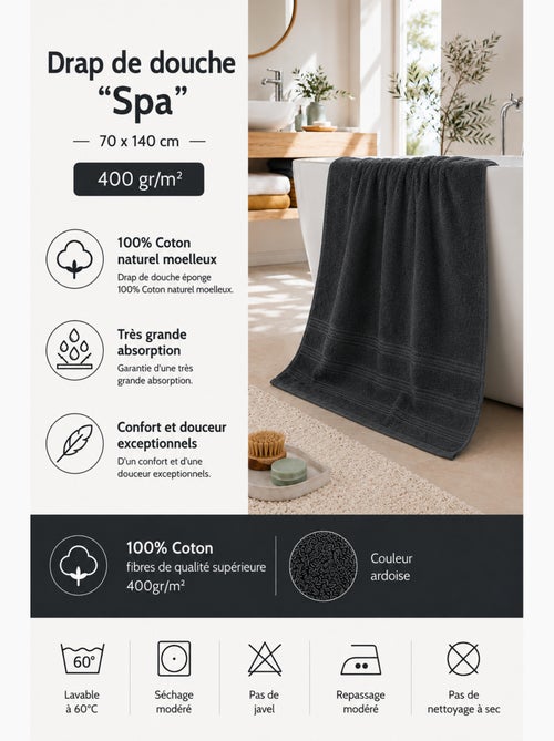 Drap de Douche Spa 100% Coton 400 gr/m² - Kiabi Drap de Douche Spa 100% Coton 400 gr/m² - Kiabi