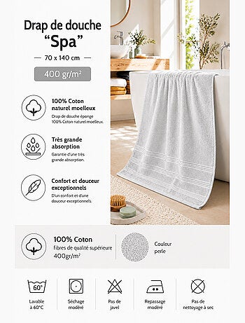 Drap de Douche Spa 100% Coton 400 gr/m²