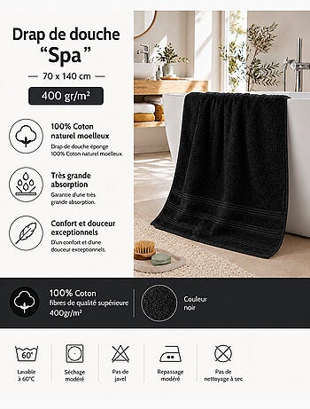 Drap de Douche Spa 100% Coton 400 gr/m²