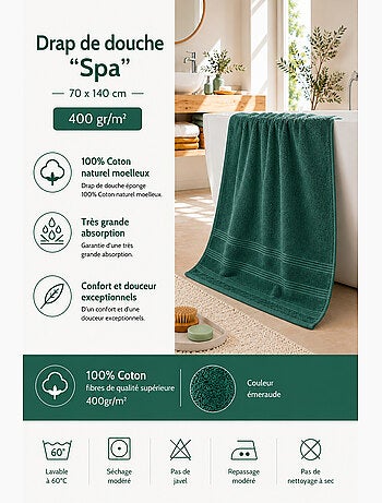 Drap de Douche Spa 100% Coton 400 gr/m²