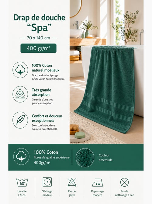 Drap de Douche Spa 100% Coton 400 gr/m² - Kiabi Drap de Douche Spa 100% Coton 400 gr/m² - Kiabi