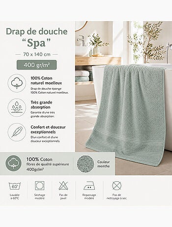 Drap de Douche Spa 100% Coton 400 gr/m²