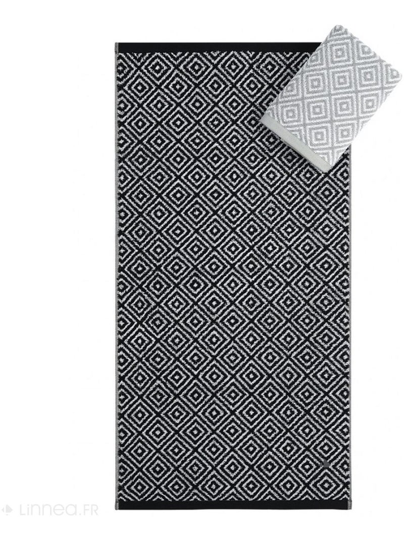 Drap de douche SYMETRIE coton Losanges Gris - Kiabi