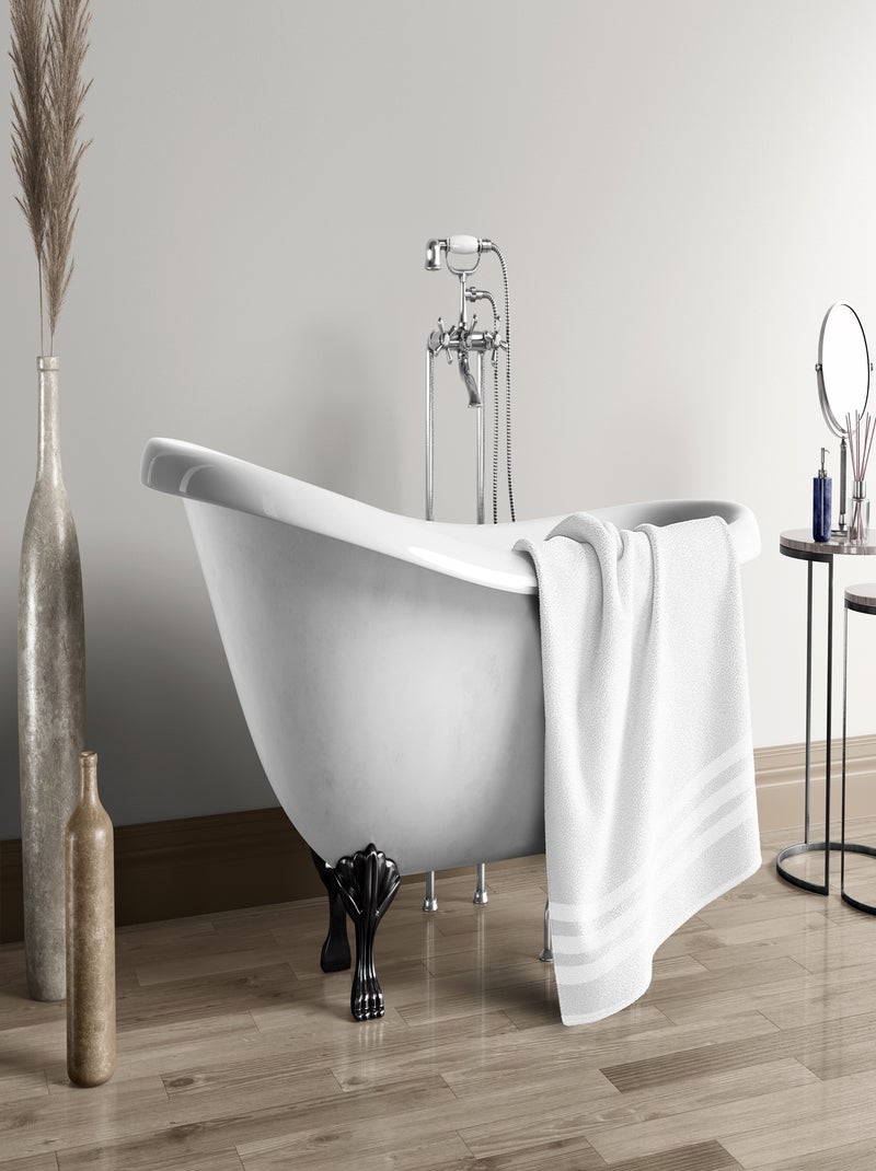 Drap de douche uni 100% coton - 500g/m² Blanc - Kiabi