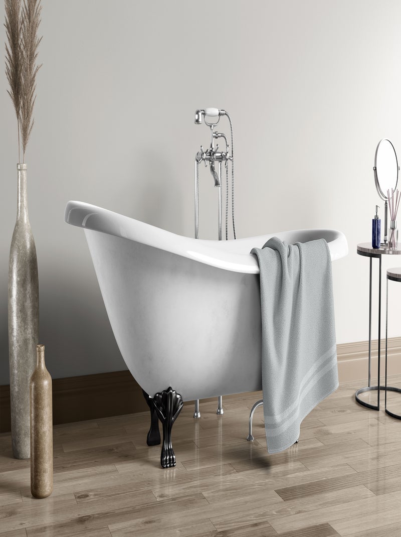 Drap de douche uni 100% coton - 500g/m² Gris clair - Kiabi